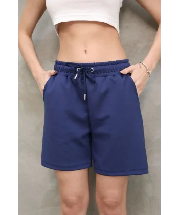 Osy Modal Yumuşak dokulu Kumaş Kadın Kısa Şort - Mavi