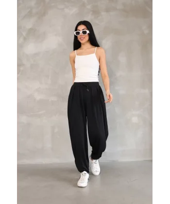 Osy Modal Yumuşak Dokulu Kumaş Şalvar Pantalon - Siyah