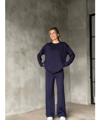 Osy odal Yumuşak Dokulu Kumaş Bisiklet Yaka Takım acivert