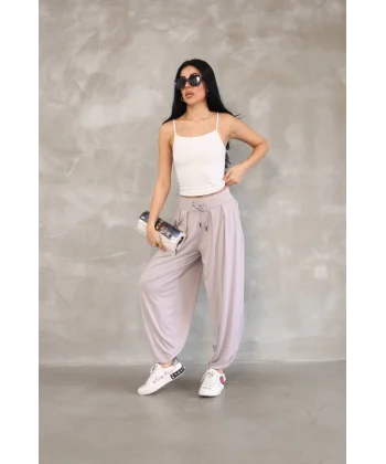 Osy odal Yumuşak Dokulu Kumaş Şalvar Pantalon  Bej