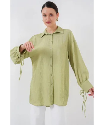 Oversize Bağcıklı Gömlek 5954 - E.Yeşil