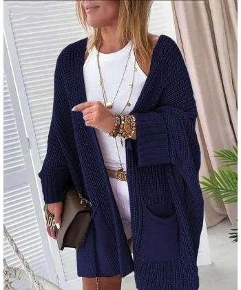 Oversize Kalıp Cepli Salaş Triko Hırka Laci