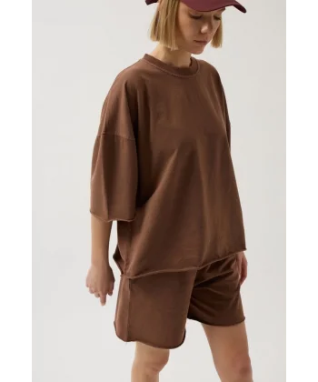 Oversize Lazer Kesim Bisiklet Yaka Thirt