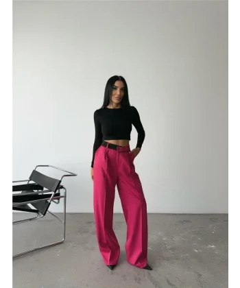 PAAZZO PANTOON BE ŞERİT DETAYI  Fuşya