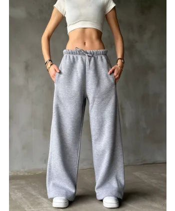 Palazzo Bol Paça Eşofman Pantolon - gri