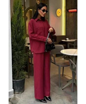 Palazzo Pantolonlu Çizgili Takım 10092