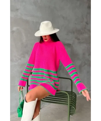 Palgen Çizgili Oversize Kazak 1195-09