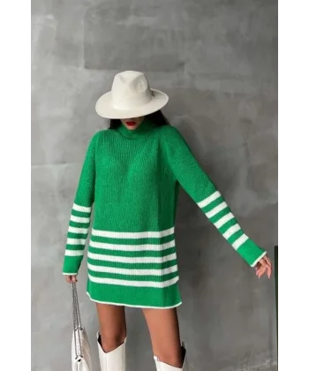 Palgen Çizgili Oversize Kazak 1195-09