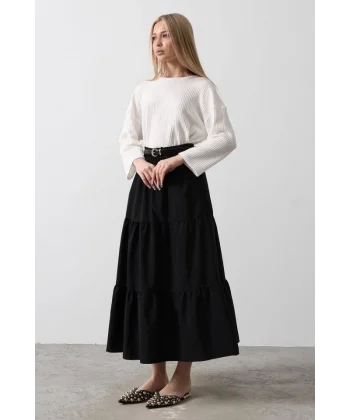 Pamuklu Beli astikli Etek  iyah