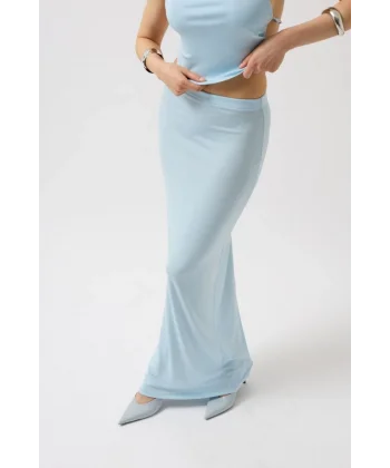 Parlak Kumaş Maxi Etek