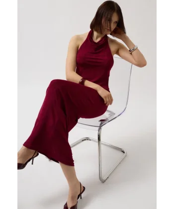 Parlak Kumaş Maxi Etek