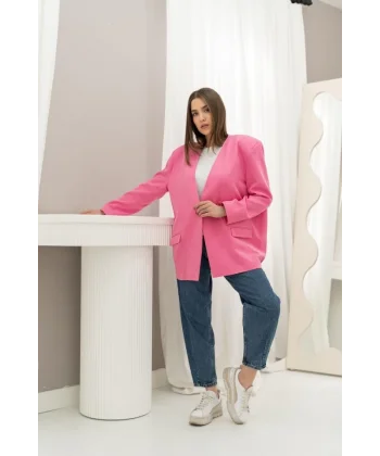 Pembe Eteği Lastikli Ceket