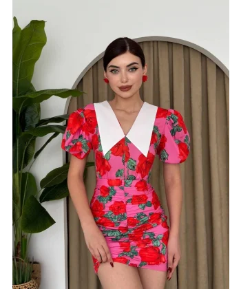 Perast Çiçek Detaylı Elbise