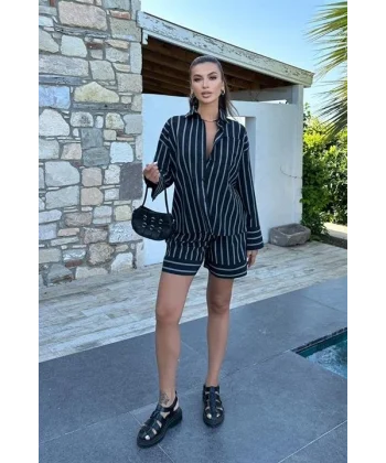 Piera Çizgili Şort Takım 9721-08