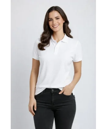 Pike Kumaş Düğmeli Yaka Regular Rahat Günlük Kısa Kol Tişört T-shirt - Beyaz