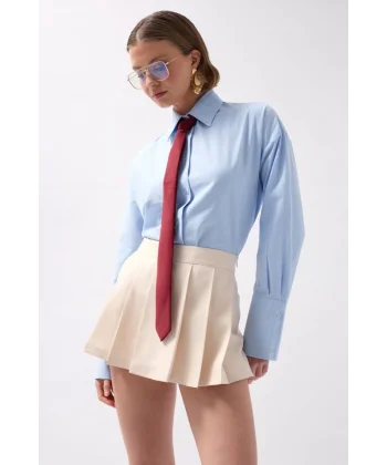 Pileli Mini Şort Etek