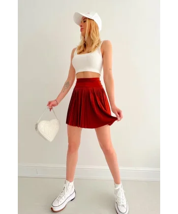 Piliseli Etek şort  Kiremit