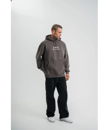 POLIZEI Premium Kalite Kapşonlu Dijital Patchli SweatShirt - Füme