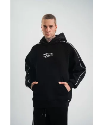 POLIZEI Premium Kalite Unisex Kapşonlu Ara Biyeli SweatShirt - Siyah