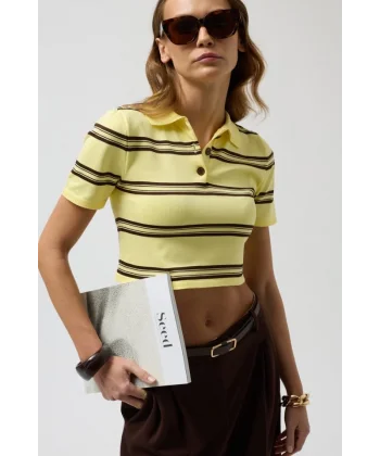 Polo Yaka Crop Thirt