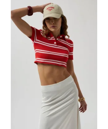 Polo Yaka Crop Thirt