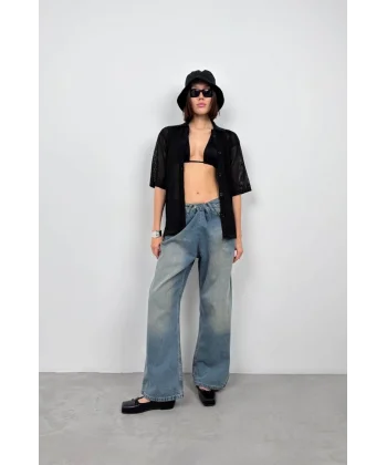 Polo Yaka Fileli Bluz