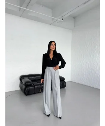 Poly Viscose Full Lycra Arka Bel Lasti̇k Detayli Palazzo Pantolon