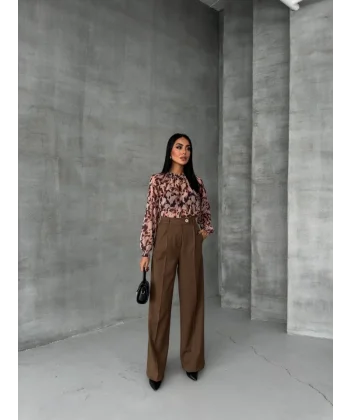 Poly Viscose Full Lycra Arka Bel Lasti̇k Detayli Palazzo Pantolon