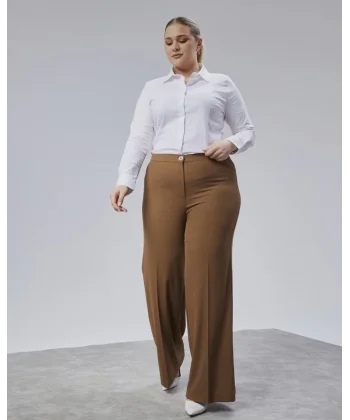 Poly Viscose Full Lycra Beli̇ Lasti̇kli̇ Battal Pantolon