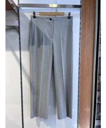 Poly Viscose Yüksek Bel Pervazli Pantolon