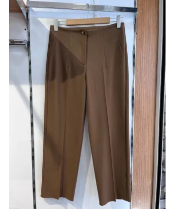 Poly Viscose Yüksek Bel Pervazli Pantolon