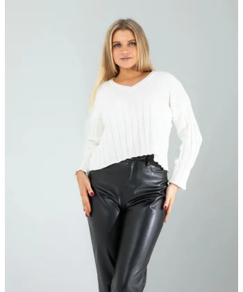 Portakal Desen Triko Kazak