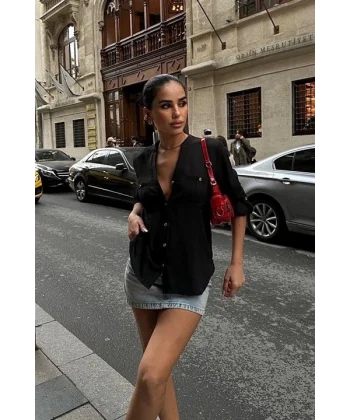 Poulina Flamlı Keten Gömlek 3257-08