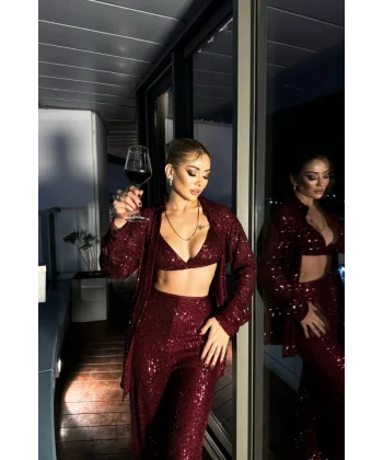 PU PAYET 3 Ü TAKI  CEKETBÜTİYERPANTOON  Bordo