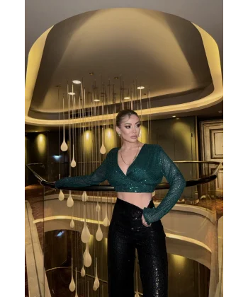 PUU CROP KRUVAZE BUZ  Zümrüt