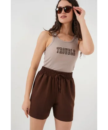 Rahat Kalıp Şort 5327  Kahverengi