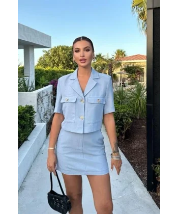 Rainbow Kısa Kol Ceket Takım 9833