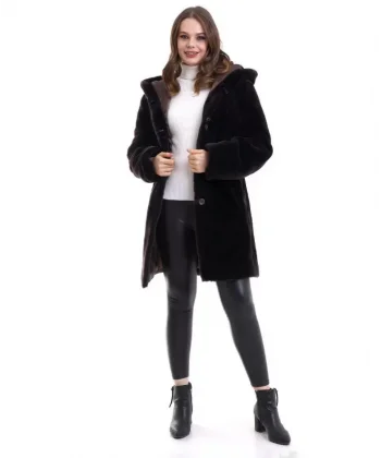 Reks Kapüşonlu Kaban  Siyah