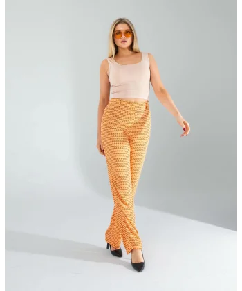 Retro Desen Cepli Turuncu Pantolon