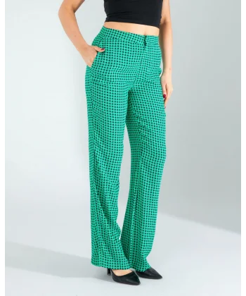 Retro Desen Cepli Yeşil Pantolon