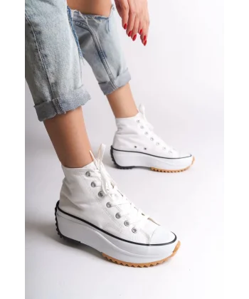 ROMA Bağcıklı Ortopedik Taban Kadın Sneaker Spor Ayakkabı TBT - Beyaz