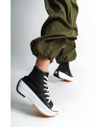 ROMA Bağcıklı Ortopedik Taban Kadın Sneaker Spor Ayakkabı  TBT - Siyah