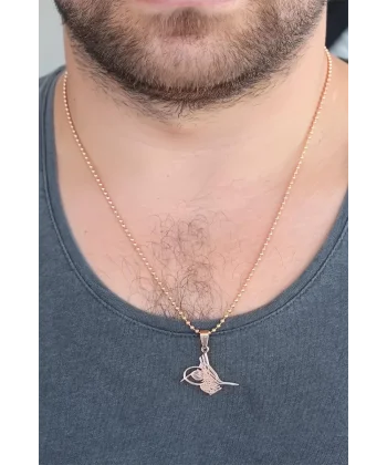 Rose Renk Metal Tuğra Figürlü Erkek Kolye