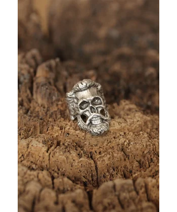 Saçlı Kuru Kafa Model Ayarlanabilir Erkek Yüzük