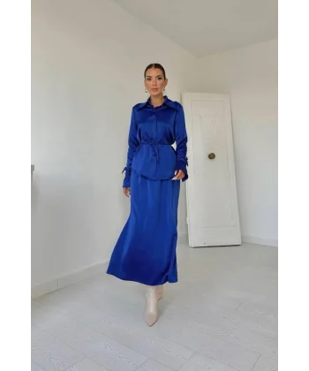 Saks Biyeli Gömlek Ve Etek Takım