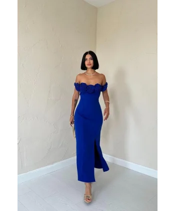 Saks Madonna Yaka Güllü Elbise