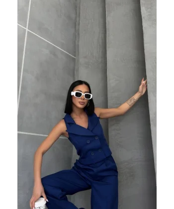 Şal Yaka Düğmeli̇ Yelek