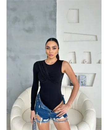 SANDY BODYSUİT TEK KOL - Siyah