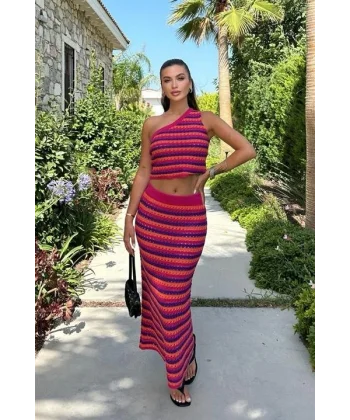 Sandy Renk Geçişli Crop Takım 9857