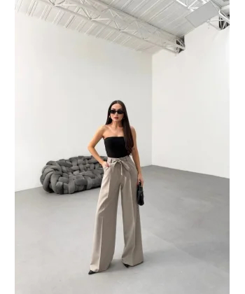 Sante Çi̇zgi̇li̇ Bel Kuşakli Palazzo Pantolon